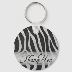 Chaveiro Cinza Zebra e Padrão Negro Obrigado