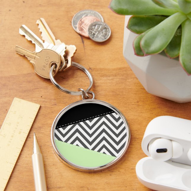 Chaveiro Cinza Zigzag, Cinza Chevron, Zigzag Patterno, Casa (Mesa)