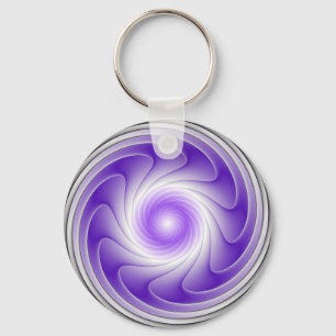 Chaveiro Cinzas Roxas 3D Rodar Arte Fractal Abstrato