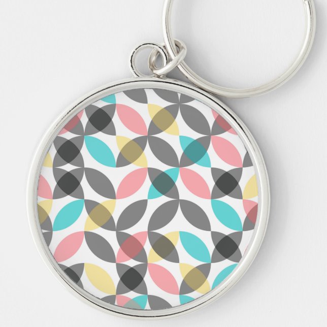 Chaveiro Circular geométrica colorida, moderna e alegre (Frente)