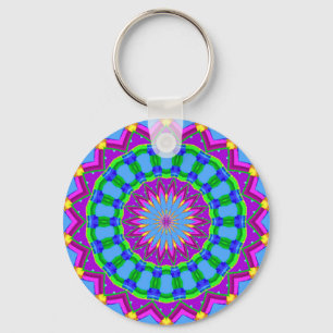 Chaveiro Círculo azul e roxo do ziguezague na moda do