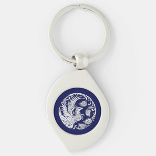 Chaveiro Círculo branco tradicional de Phoenix no azul