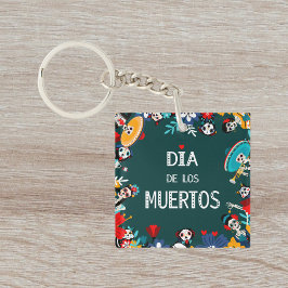 Chaveiro Círculo Colorido Verde do los Muertos da Vida
