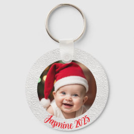 Chaveiro Círculo de alumínio personalizável Primeiro Natal 