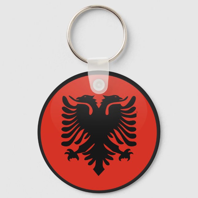 Chaveiro Círculo de Bandeira de Qualidade da Albânia (Frente)