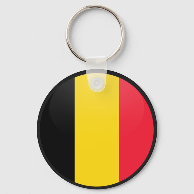 Chaveiro Círculo de Bandeira de Qualidade da Bélgica (Frente)