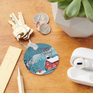 Chaveiro Círculo Feriados Felizes Festivos da queda de neve