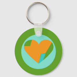 Chaveiro Círculo Laranja Verde Água-Marinha Coração Abstrat