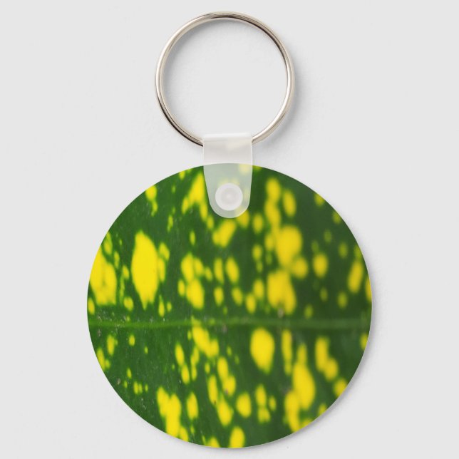 Chaveiro Círculo Metálico Amarelo Verde Folha (Frente)