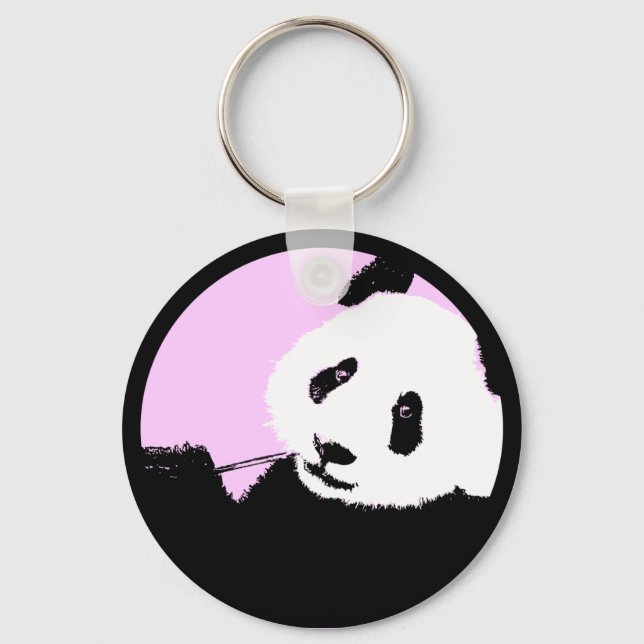 Chaveiro círculo personalizável de cor panda. (Frente)