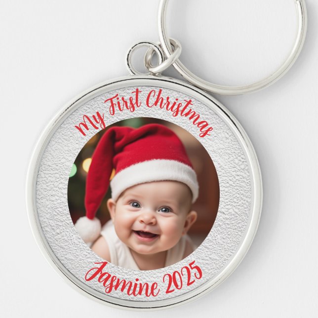 Chaveiro Círculo Premium Personalizável Primeiro Natal do B (Frente)