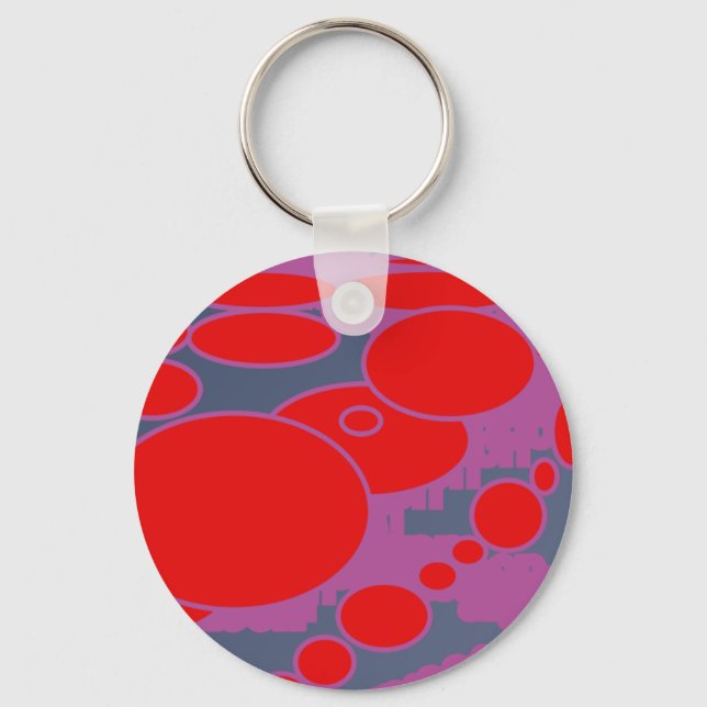 Chaveiro círculo vermelho e arte abstrata roxa azul escura (Frente)