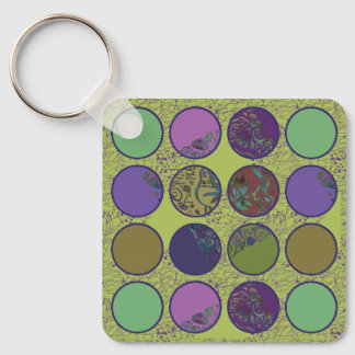 Chaveiro Círculos Boho Abstratos Ousados: Vibração Retro