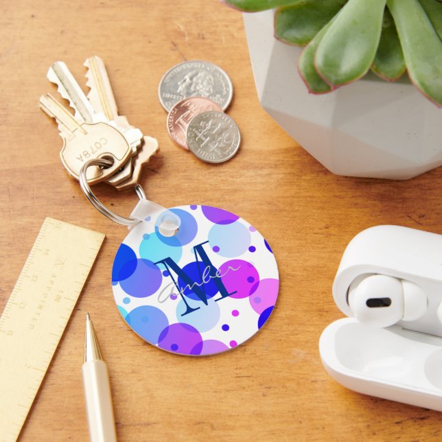 Chaveiro Círculos de Bolinhas Roxo Azul Personalizados (Mesa)