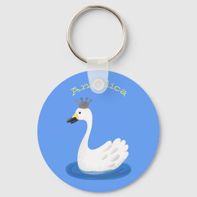 Chaveiro Cisne branco bonito com desenho animado (Frente)
