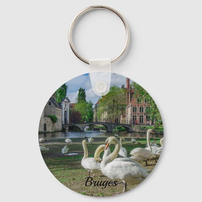 Chaveiro Cisnes brancas no centro de Bruges (Frente)