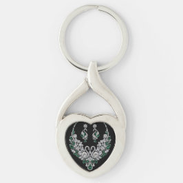 Chaveiro Cisnes de Cristal Esmeralda | Joias de Luxo
