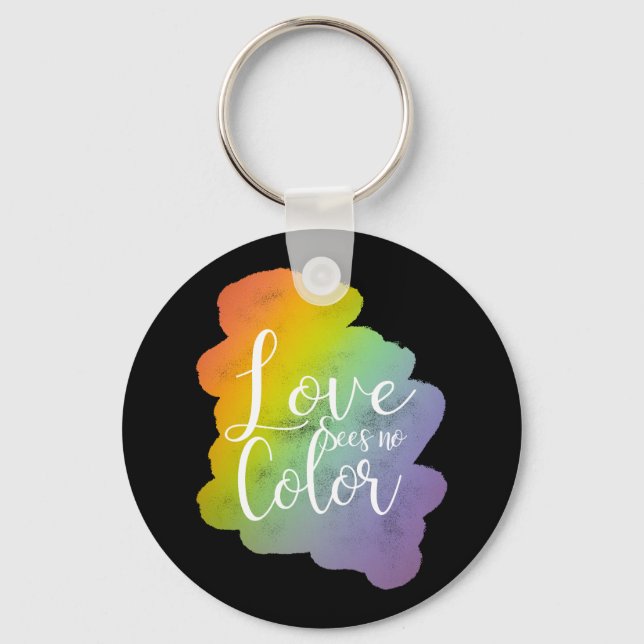 Chaveiro Citação Amor Não Vê Cor Arco-íris Preto (Frente)
