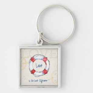 Chaveiro Citação Costeira O amor é o melhor salva-vidas