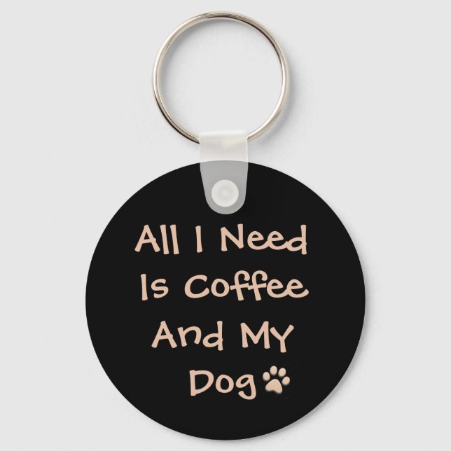 Chaveiro Citação de Amante de Café e Cachorro Design Mínimo (Frente)