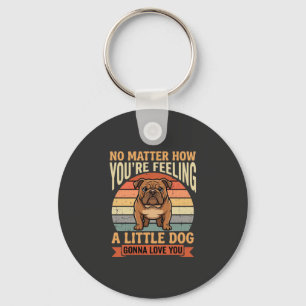 Chaveiro Citação de Amor de Bulldog Engraçado Retro Cachorr