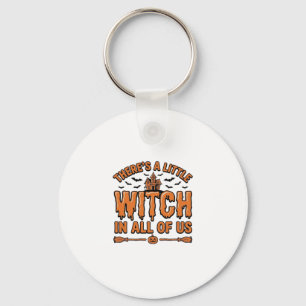 Chaveiro Citação de Bruxa de Halloween Design Vetorial Vint