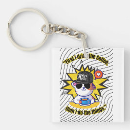 Chaveiro citação de café de gatos