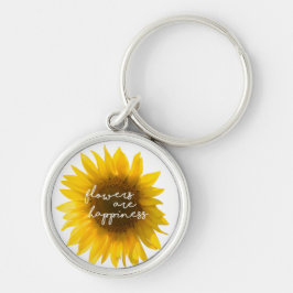Chaveiro Citação do girassol "flores são felicidade"