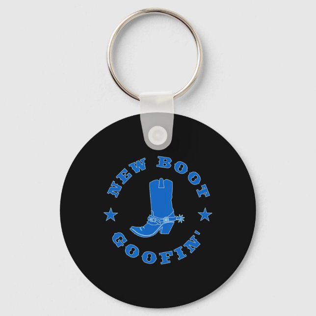 Chaveiro Citação engraçada de meme de bota de cowboy goofin (Frente)