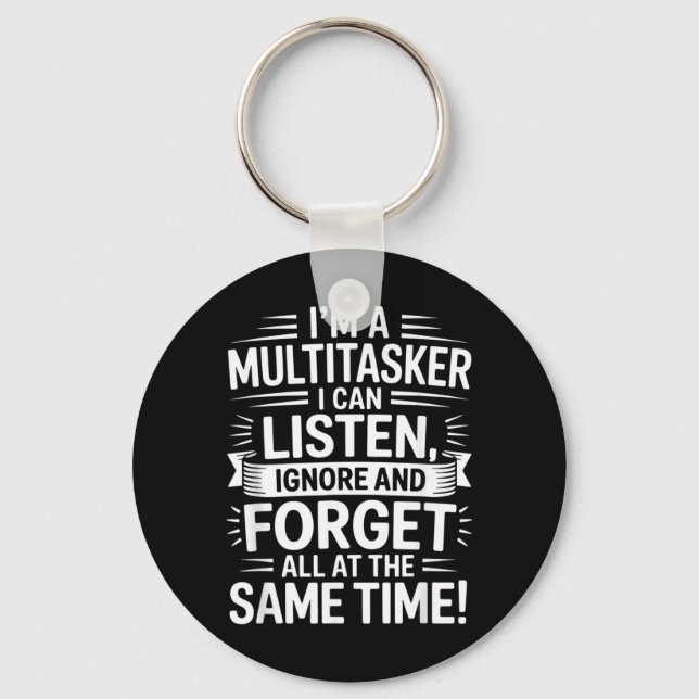 Chaveiro Citação engraçada de multitarefa Humor sarcástico  (Frente)