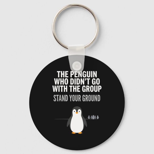 Chaveiro Citação engraçada de pinguim pensador independente (Frente)