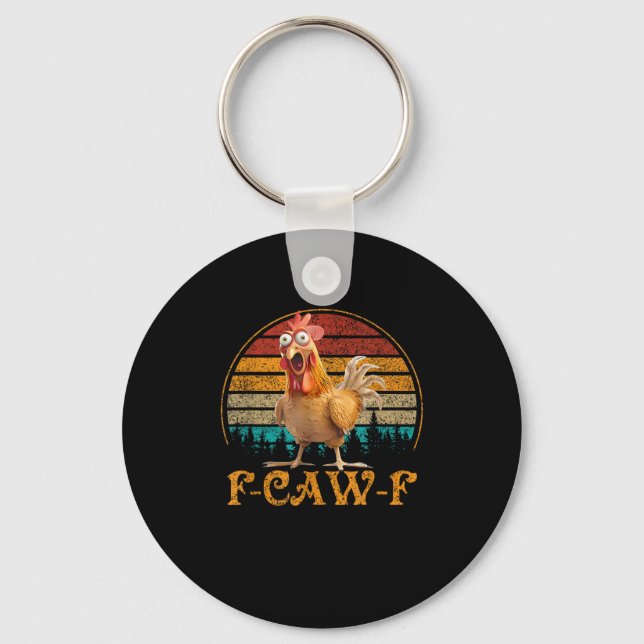 Chaveiro Citação engraçada do frango meme F-Caw-F (Frente)
