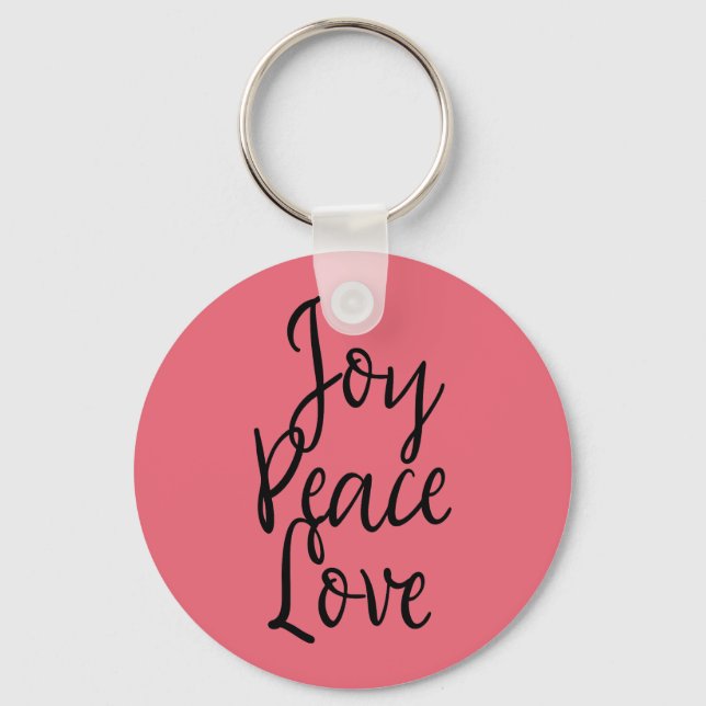 Chaveiro Citação Inspiradora Alegria Paz Amor (Frente)