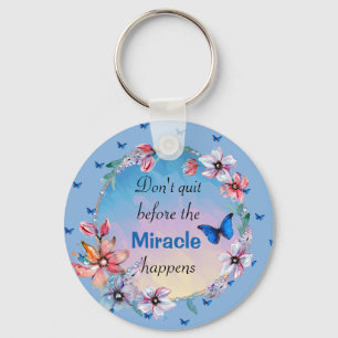Chaveiro Citação inspiradora da natureza azul floral da b