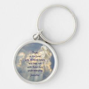 Chaveiro Citação Inspiradora de Anjo Personalizado Confie n