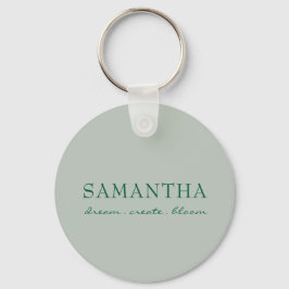 Chaveiro Citação Inspiradora Minimalista em Verde Sage Nome
