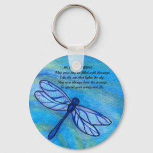 Chaveiro Citação Inspirativa de Dragonfly Azul
