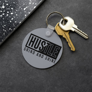 Chaveiro Citação Motivacional Hustle Grind e Shine