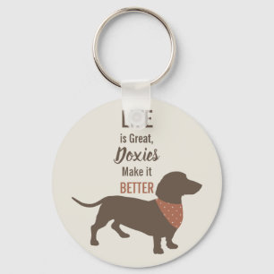Chaveiro Citação personalizada de Dachshund Silhouette mi