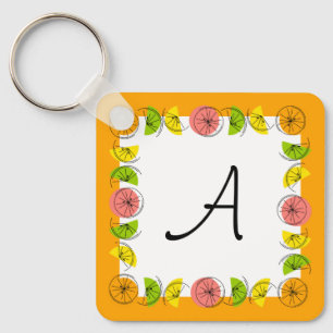 Chaveiro Citrus Square Laranja Monograma alumínio