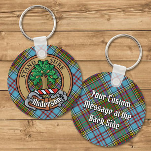 Chaveiro Clan Anderson Crest sobre Tartan