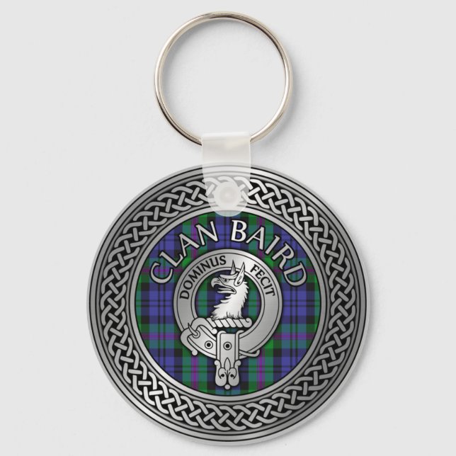 Chaveiro Clan Baird Crest & Tartan Knot (Frente)