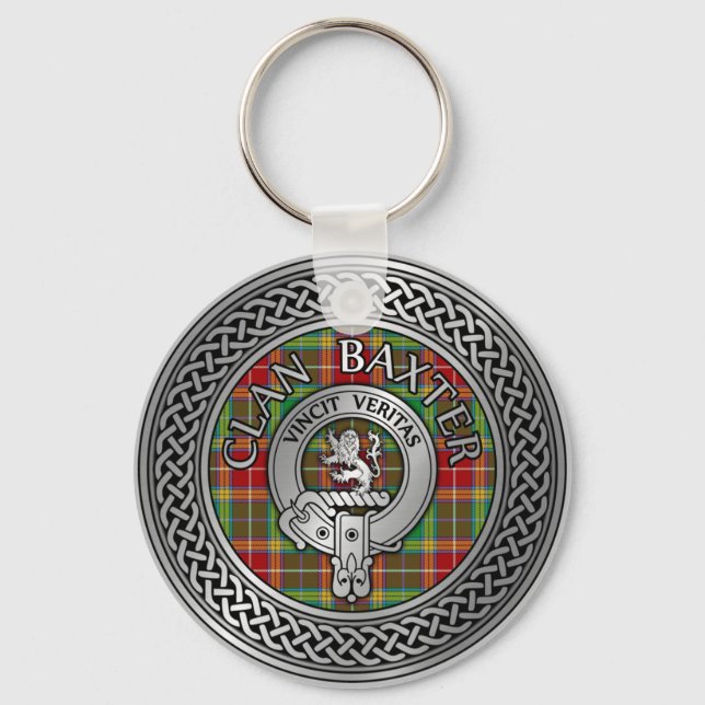 Chaveiro Clan Baxter Crest & Tartan Knot (Frente)