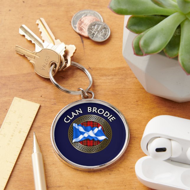 Chaveiro Clan Brodie Tartan Knot & Flag (Mesa)