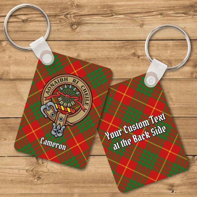 Chaveiro Clan Cameron Crest sobre Tartan (Criador carregado)