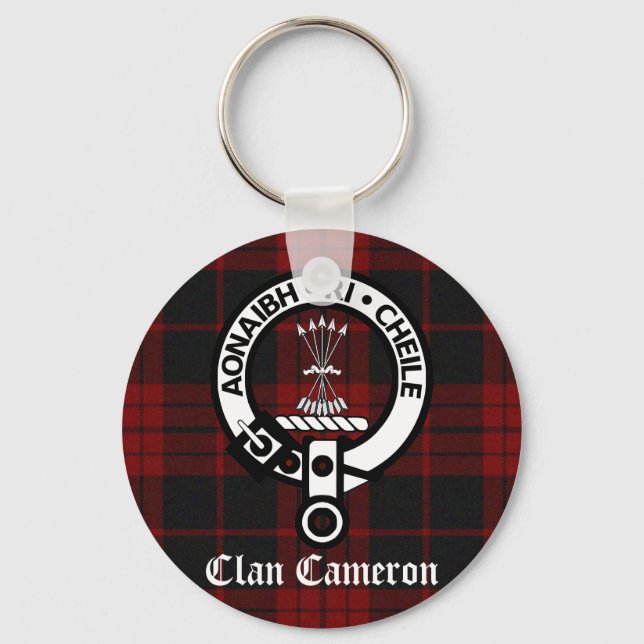 Chaveiro Clan Cameron Crest & Tartan (Frente)