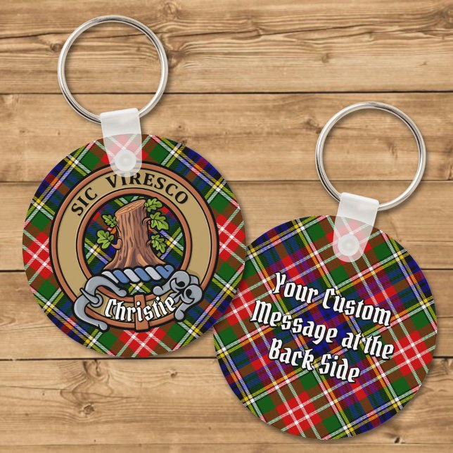 Chaveiro Clan Christie Crest over Tartan (Criador carregado)