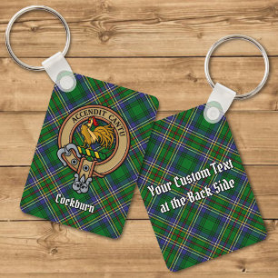 Chaveiro Clan Cockburn Crest sobre Tartan