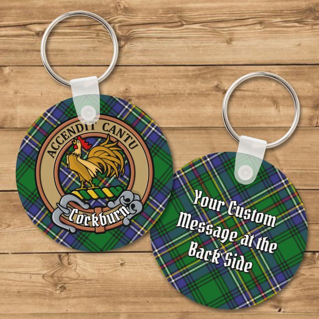 Chaveiro Clan Cockburn Crest sobre Tartan (Criador carregado)