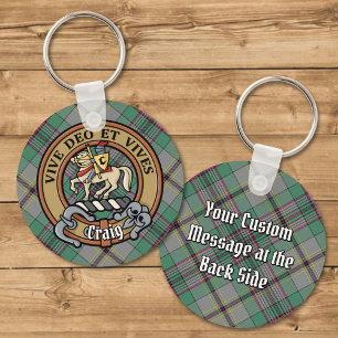 Chaveiro Clan Craig Crest sobre Tartan